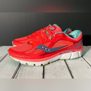 Saucony Kinvara 5 Coral & Blue Athletic Running Shoes, Women’s 8